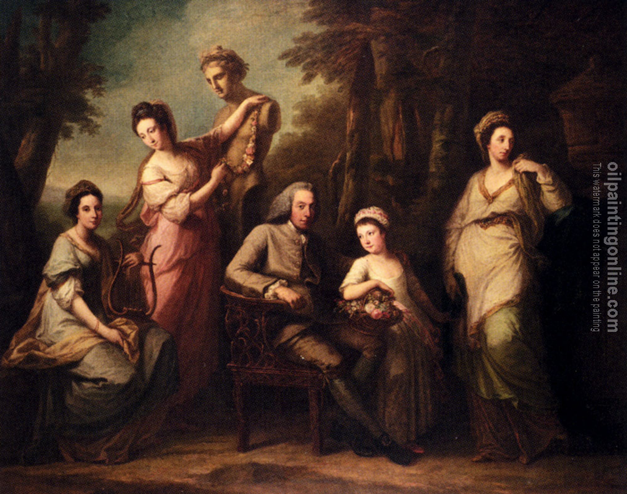 Angelica Kauffmann - Portrait Of Philip Tisdal With His Wife And Family